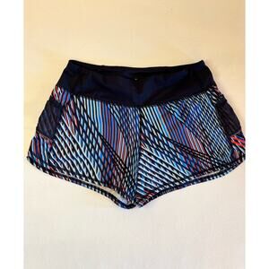 ATHLETA Jigsaw Ready Set Go Shorts Blue Coral Stripes Size Small